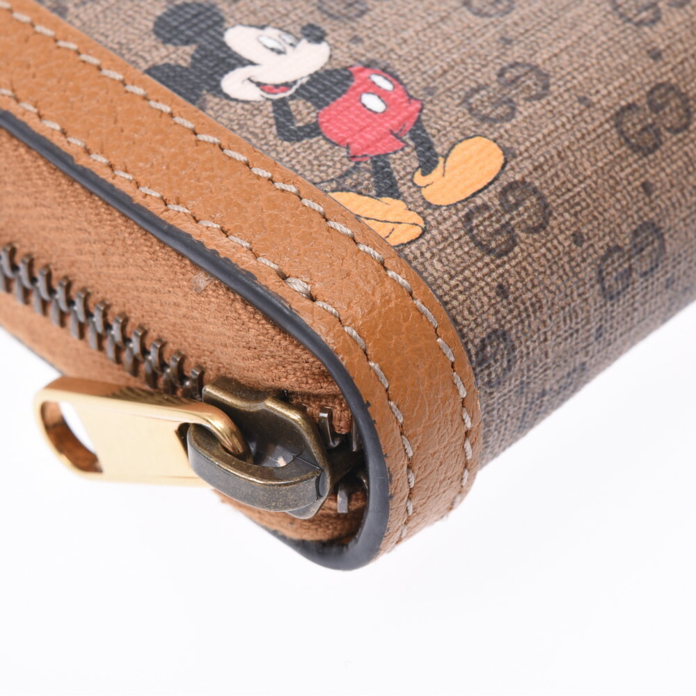 Gucci Mickey Mouse Zip Around Long Wallet Brown Leather - Picture 4 of 12